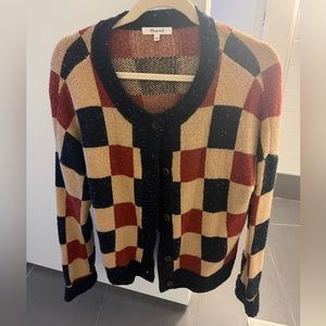 Madewell women’s checkerboard cardigan sweater in size small